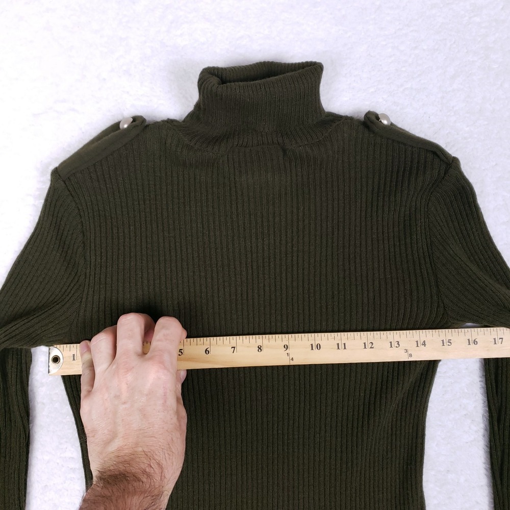 Amanda Charles Sweater Dress Small Olive Green Turtleneck Knit Military Chic - Picture 7 of 8
